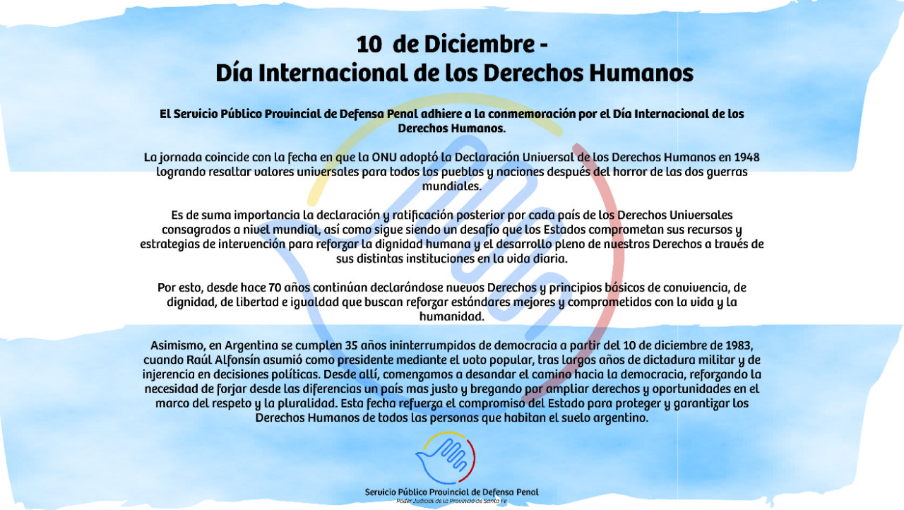 10 de diciembre - Día Internacional de los Derechos Humanos - SPPDP Santa Fe